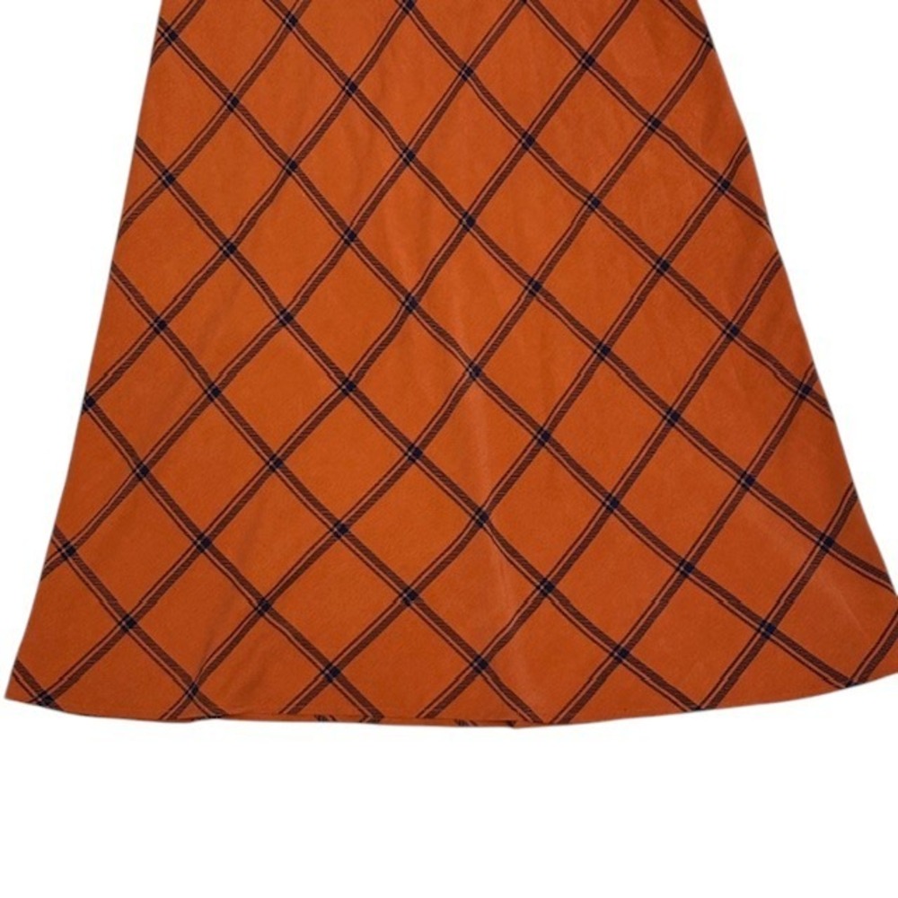 ModCloth Orange Plaid Flutter Sleeve V Neck Midi Dress Womens‎ M - Picture 9 of 16